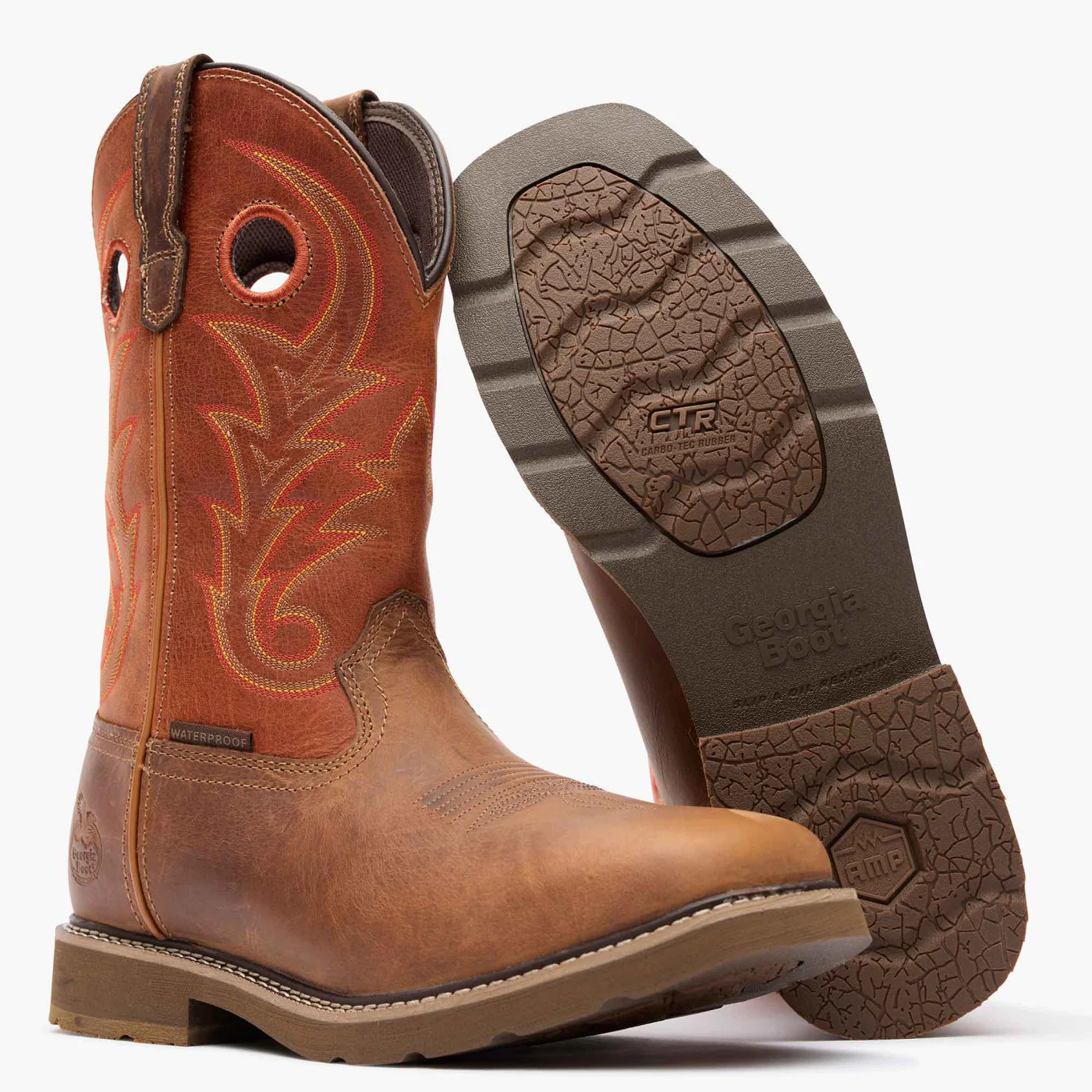 Georgia Boot Core 37 Western 11" Waterproof Pull-On Work Boot in Brown/Rust - Image 4